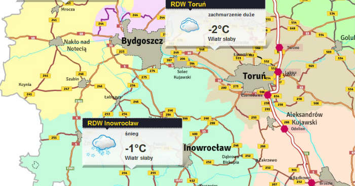 Mapa zimowego utrzymania dróg w Kujawsko-Pomorskiem