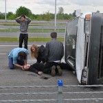 Symulacja karambol na węźle Opacz. Fot. Łukasz Zboralski/brd24.pl