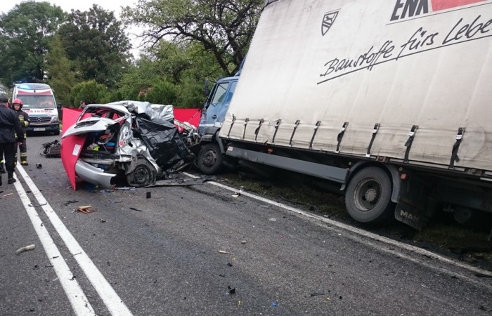Wypadek w Lipniku. Fot. KP PSP Pińczów