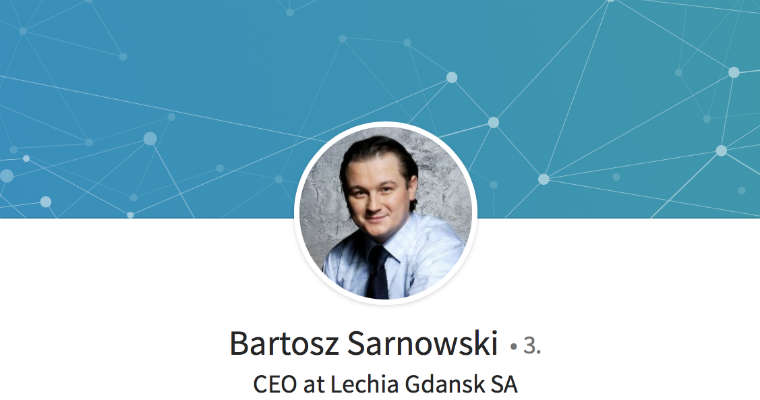 Bartosz Sarnowski, prezes Górnika Zabrze. Żródło: LinkedIn