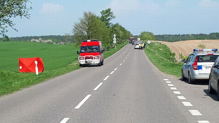 Kierowca śmiertelnie potrącił pieszą w miejscowości Wlewsk. fot. KWP Olsztyn