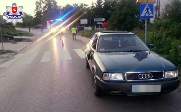 Potrącenie rowerzystki w miejscowości Dzierzkowice Wola (Lubelskie). Fot. policja