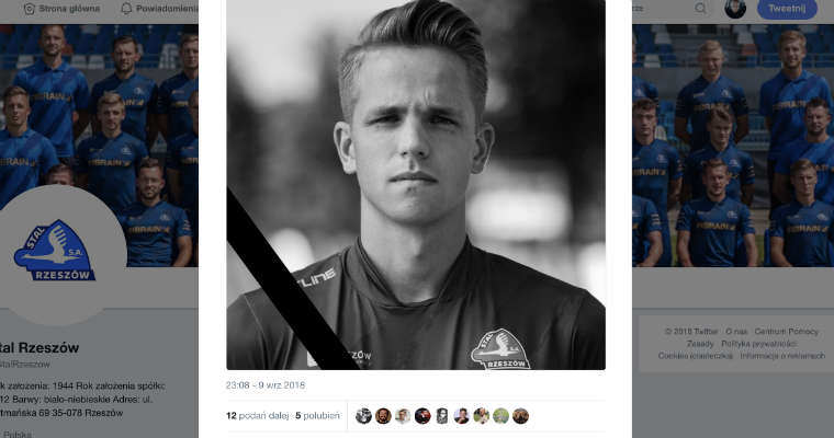 Krystian Popiela, zawodnik Stali Rzeszów zginął w wypadku na A4. Zrodło: Twitter