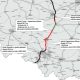 Mapa autostrady A1 z odcinkami w realizacji i odcinkiem, na który ogłoszono przetarg. Źródło: GDDKiA