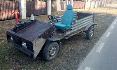 Dziwny pojazd mieszkańca gminy Cyców przyciągnął uwagę drogówki. Fot. Policja