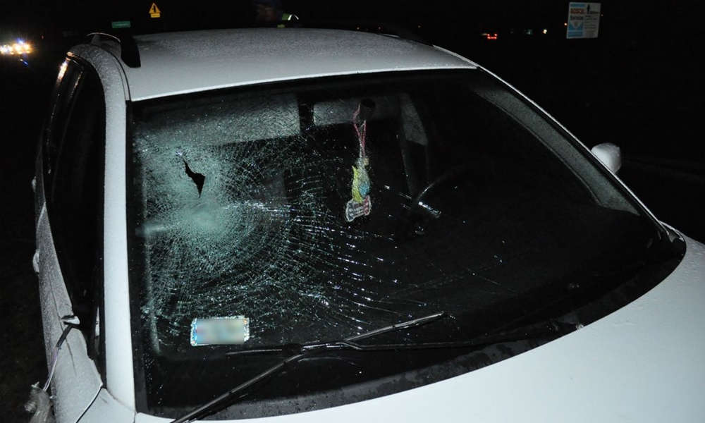 Kierowca potrącił pieszego stojącego w nocy na środku drogi. Fot. Policja