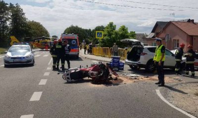 W wypadku w Wełninie zginął jadący na motocyklu komendant powiatowy policji w Mikołowie. Fot. Policja