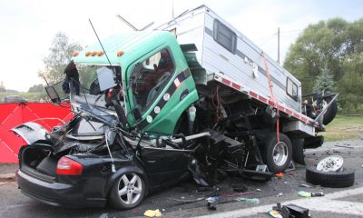 Camper z USA rozbity pod Płońskiem. Fot. Policja