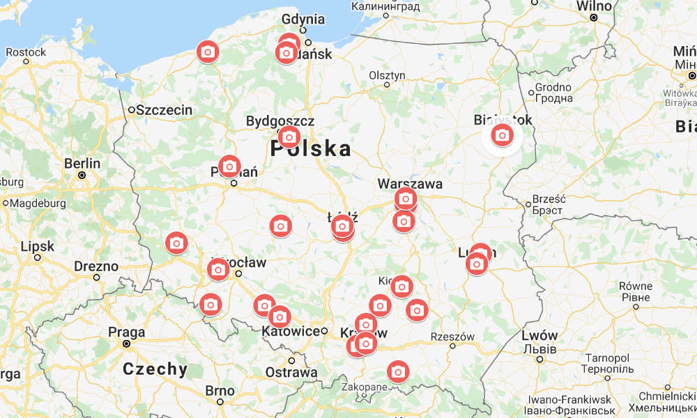 Mapa lokalizacji nowych 26 fotoradarów, które zamówił GITD. Źródło: brd24.pl