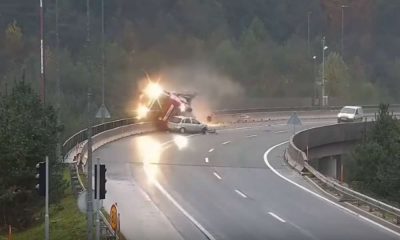 Wypadek na obwodnicy Lublany Źródło: YouTube