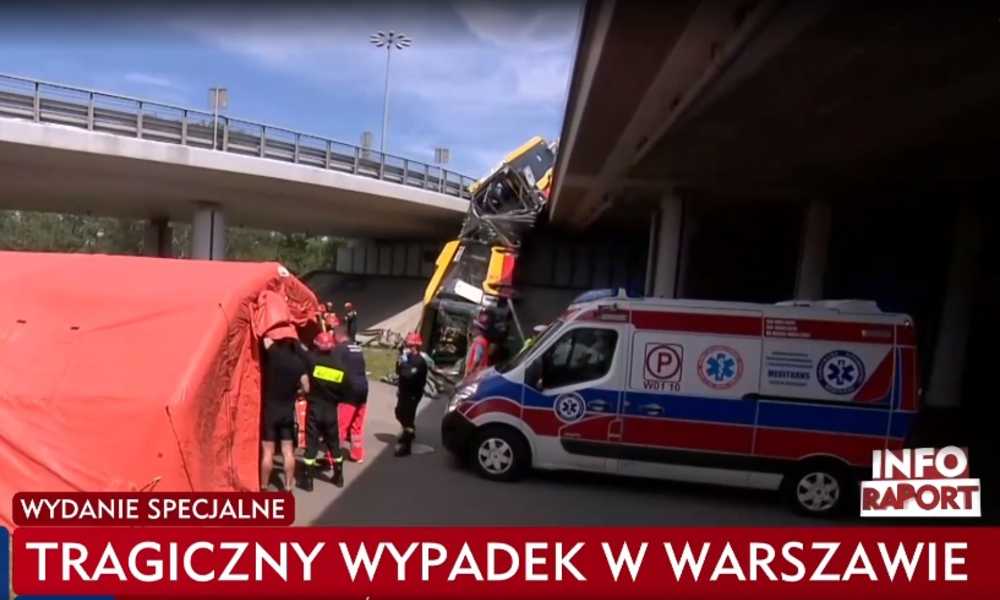 Wypadek autobusu miejskiego w Warszawie Źródło: TVP Info