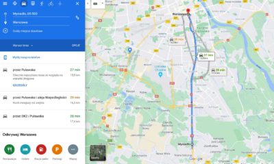 Czas przejazdu podawany przez Google Maps opiera się na danych z wcześniejszych przejazdów tym odcinkiem - a w Polsce 70-90 proc. kierowców łamie ograniczenia prędkości. Źródło: Google Maps
