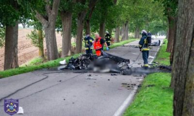 Wypadek na trasie Mrągowo - Giżycko Źródło: Facebook/OSPMikolajki