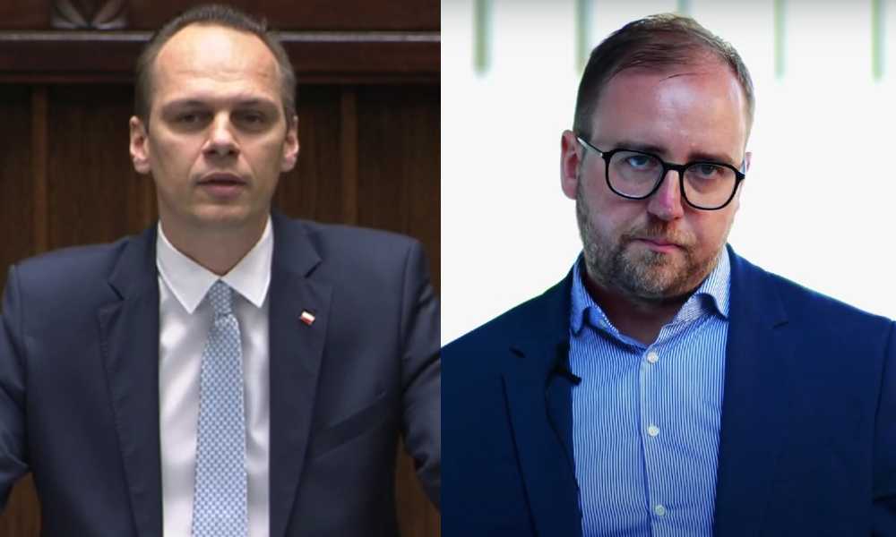 Rafał Weber, wiceminister infrastruktury i Konrad Romik, dyrektor Sekretariatu Krajowej Rady BRD w resorcie infrastruktury Źródło: YouTube