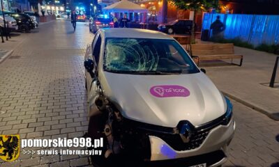 Samochód rozbity przez kierowcę w Gdańsku Źródło: Facebook/Pomorskie998