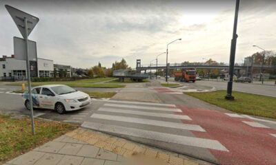 Warszawa, ulica Jagielska. Na takim przejeździe rowerowym od listopada 2021 r. rowerzysta ma pierwszeństwo dopiero, gdy znajduje się na przejeździe. Kierowca nie musi już ustępować temu, kto dopiero tam "wjeżdża". Źródło: Google Maps