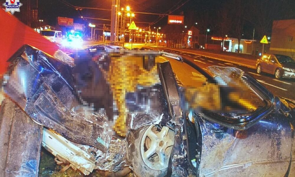Wrak audi, w którym w Lublinie zginęło troje nastolatków Fot. Policja