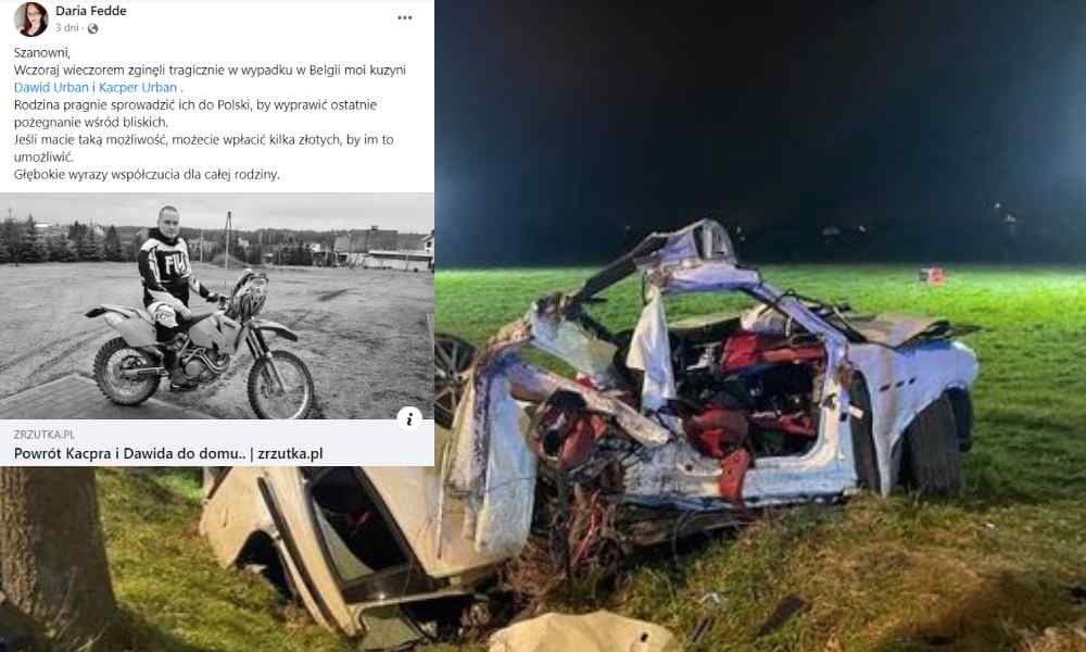 Rodzina Polaków, którzy zginęli w wypadku w Belgii prowadzi zbiórkę na sprowadzenie ich ciał do Polski Źródło: Facebook/Dan van Orbeek/Daria Fedde
