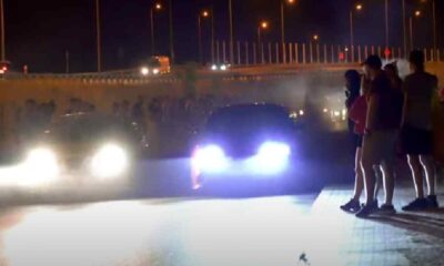 Na nagraniu prezentowano nielegalne wyścigi najprawdopodobniej na drodze serwisowej Źródło: YouTube/Warsaw Niht Racing