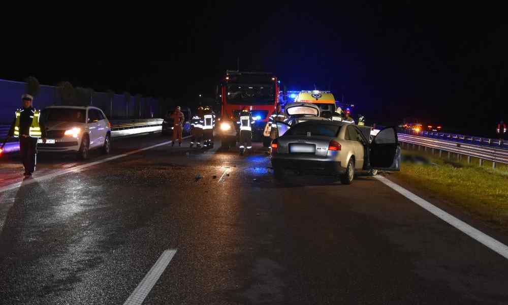 Miejsce śmiertelnego wypadku na autostradzie A4 Fot. Policja