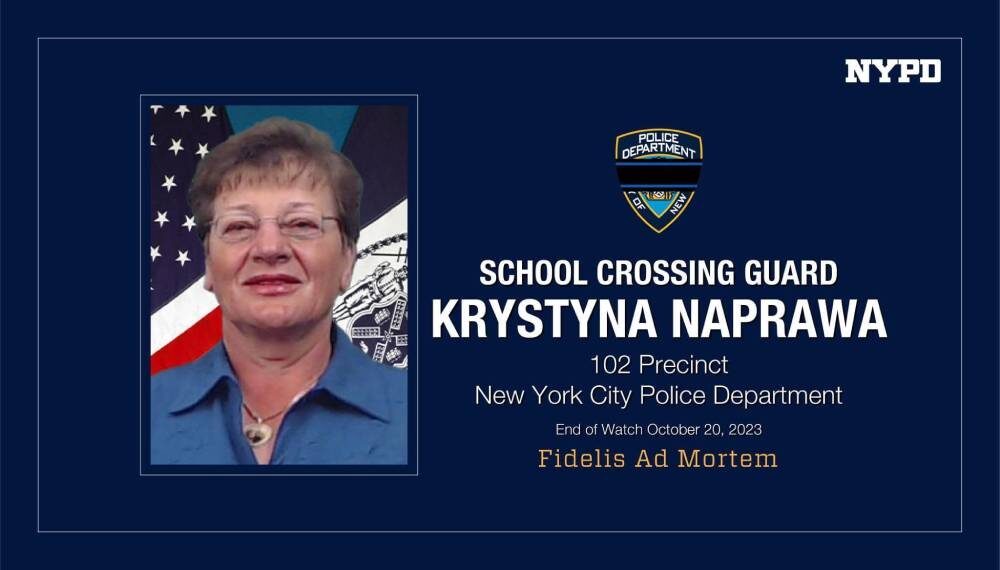 Żałobny komunikat nowojorskiej policji po śmierci Krystyny Naprawy Źródło: NYPD