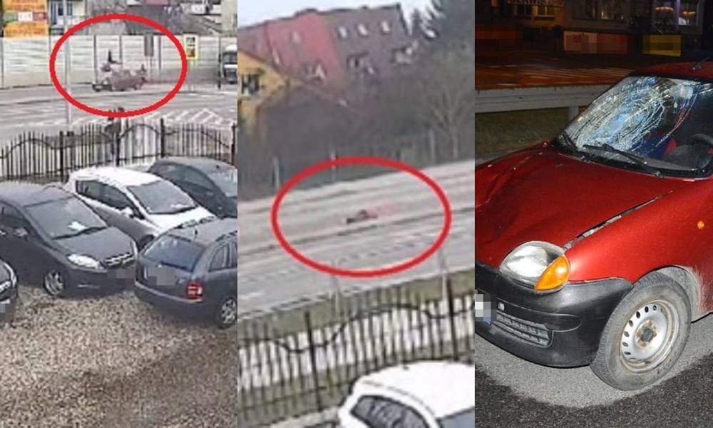 Moment potrącenia dziecka na pasach zarejestrowany przez monitoring i auto sprawcy Fot. Policja