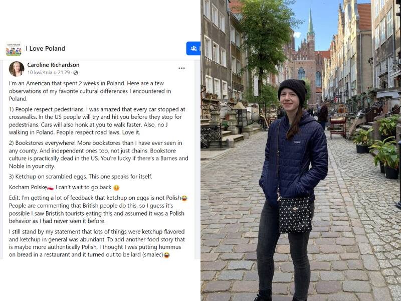 Amerykanka, którą zachwyciło miłe zachowanie polskich kierowców podzieliła się tym na grupie facebookowej I Love Poland. Jej post podano dalej prawie tysiac razy Źródło: Facebook/I Love Poland