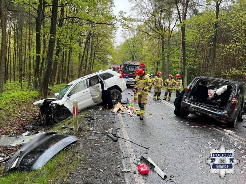 Miejsce tragicznego wypadku w Bargłówce (gm. Sośnicowice) Fot. Policja