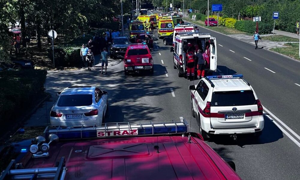 Miejsce tragicznego wypadku na ul. Woronicza w Warszawie Fot. PSP Warszawa