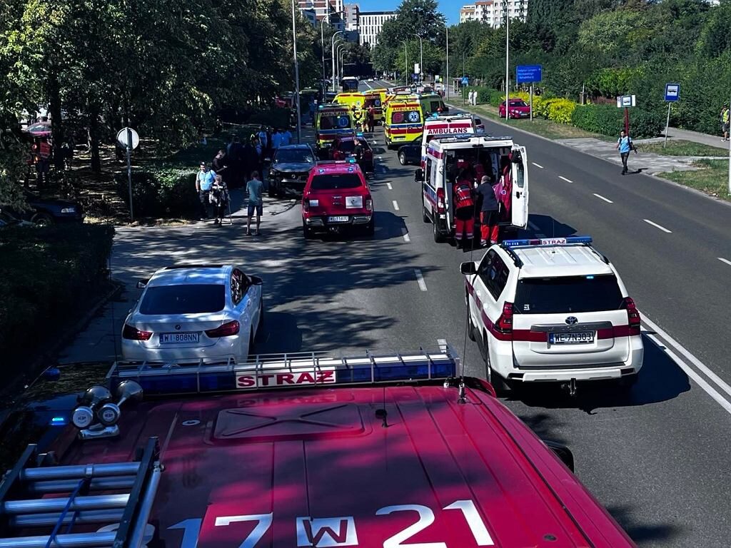 Miejsce tragicznego wypadku na ul. Woronicza w Warszawie Fot. PSP Warszawa