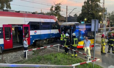 Zderzenie autobusu i pociągu WKD w Komorowie Fot. KP PSP Pruszków