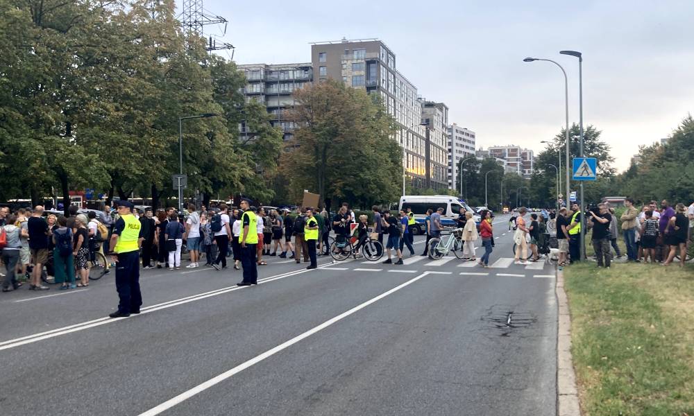 Protest po wypadku na ul. Woronicza w Warszawie Fot. Krzysztof Kiełczyński