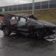 Policyjne BMW po dachowaniu na A1 Źródło: X/Cezary Gmyz