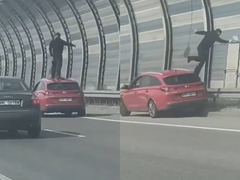 Szokujące sceny na ekspresówce w stolicy. Kierowca wyszedł na dach swojego auta